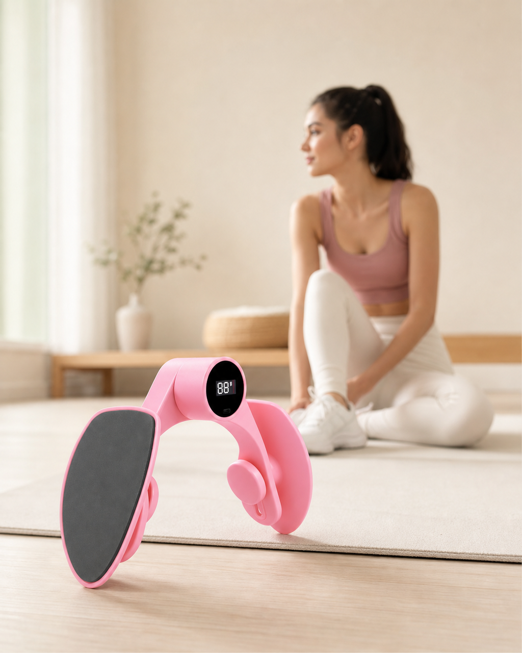 Body-Forge women's trainer in a bright home workout space