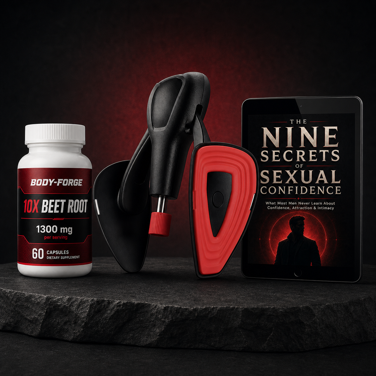 Body-Forge Ultimate Growth Package with trainer, beet root supplement, and free ebook